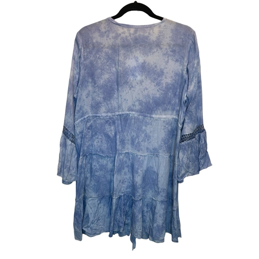 Raviya Women's Tie-Dyed Bell-Sleeve Cover-Up Ocean Tie Dye Blue Large New - Picture 6 of 6